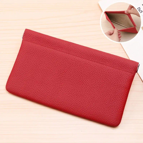 Color: Red - Self-closing first-layer genuine cowhide long wallet passport driver's license documen F640-12000045297548475