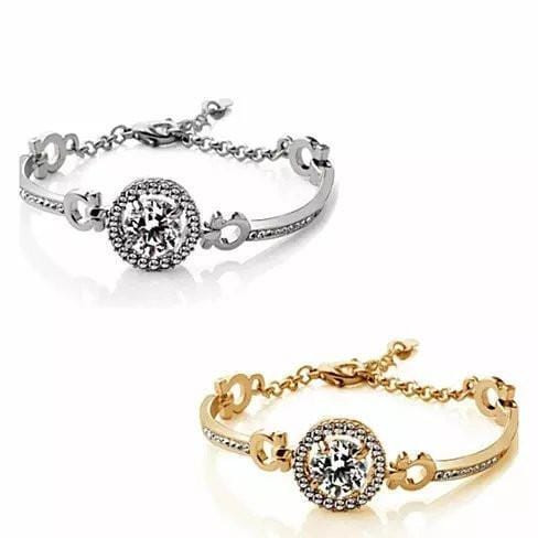 Color: Yellow Gold - Queen's Luck Crystal Bracelets In White And Yellow Gold Overlay K290-6409096837