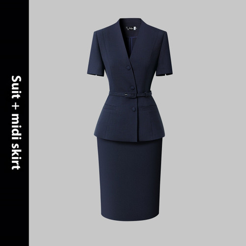 Style: Suit Midskirt, Size: 3XL - Short Sleeve Suit Women's Summer Thin Business Wear Q119-CJTZ255678115OL