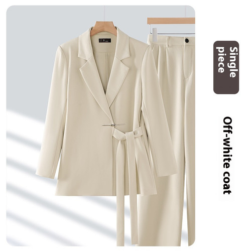 Color: Beige, Size: XL-Coat, Style:  - Casual Long-sleeved Small Suit Collar Jacket Women's Wide-le Q119-CJYD246021012LO