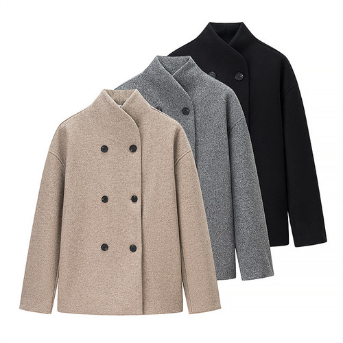 New Women's Clothing Versatile Ins Two-tone Woolen Coat Q119-CJQB2542557