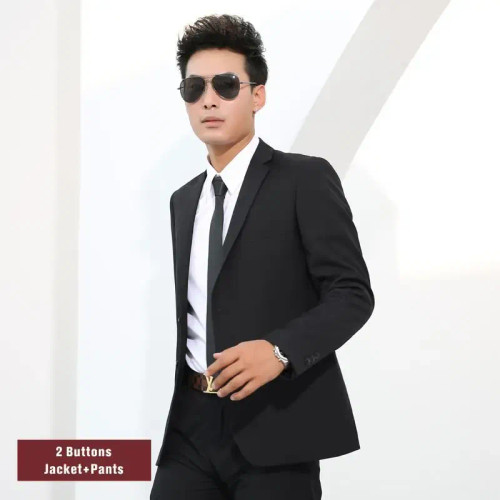 Color: Ivory, Size: S - Men Suits Slim Fit Business Formal Casual Classic Suit Wedding Groom Party  F640-10000010479312826