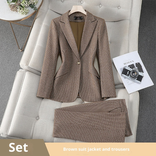 Color: Brown Suit Trousers, Size: XL - Gray, Heat-applied Rhinestone, Sophisticated And Polished Wo Q119-CJYD264666139MN