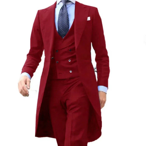 Color: Red, Size: 6XL - Elegant man suit Slim Fit Suit Luxury Formal Tuxedos Wedding 3 Pieces Blaze F640-12000042466378117