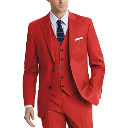 Color: Beige, Size: M - Formal Suit for Men Slim 3 Pieces Blazer Vest and Pant Set Notched Lapel Hi F640-12000043367417791