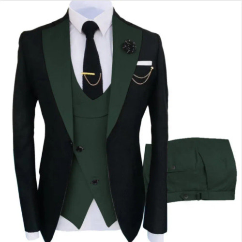 Color: Mint, Size: XL - Men Suits 3 Pieces Tailored Best Man Groom Wedding Tuxedo Slim Fit Jacquard F640-12000031682934946
