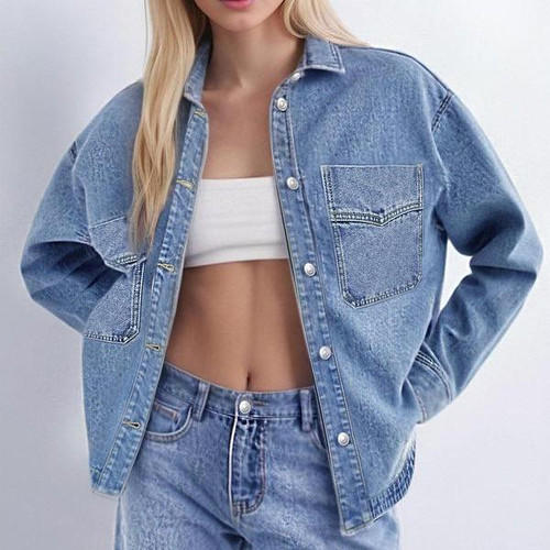 Color: Blue, Size: XL - Jacket Casual Long Sleeve Denim Lining Q119-CJXZ248904503CX