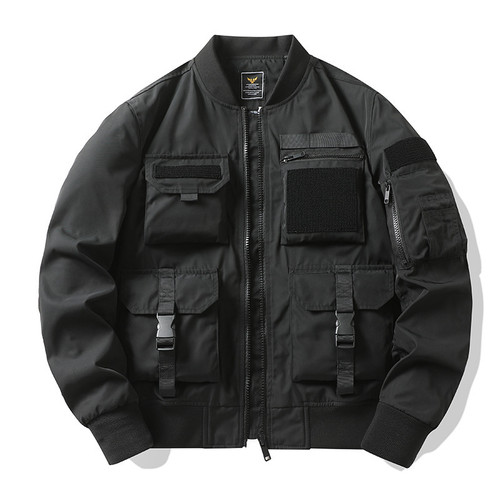Color: Black, Size: 4XL - Retro Baseball-style Multi-pocket Work Jacket Q119-CJXZ275277306FU