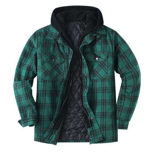 Men's Thickened Cotton-padded Plaid Long-sleeved Coat Q119-CJPK2093409