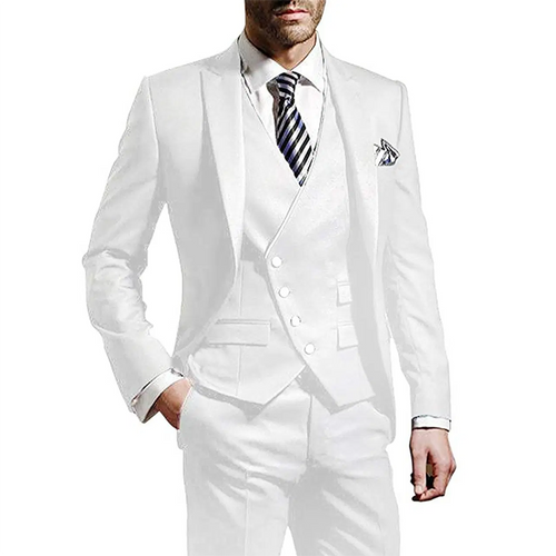 Color: Ivory, Size: XS?€old?‰, Ships From: CHINA - White Men Wedding Suits Groom Wear Peak Lapel We F640-12000028725239942