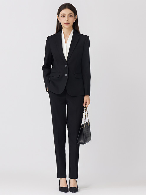 Color: Black pants set, Size: XL - Two Button Slim Fit Non Ironing Formal Suit Set Q119-CJTZ247281214NM