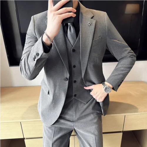 Color: Dark Grey, Size: XXXL, Ships From: CHINA - (Jacket+Vest+Pant) Plus Size 7XL-S Men Suit Forma F640-12000036906729579