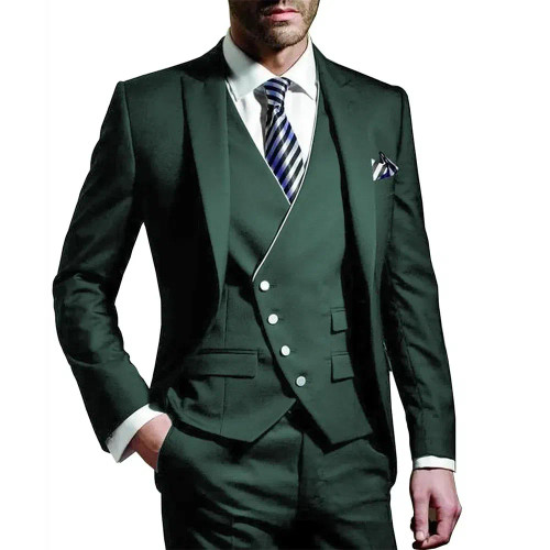 Color: army green, Size: XXXL, Ships From: CHINA - White Men Wedding Suits Groom Wear Peak Lapel We F640-12000028725239936