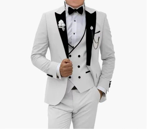 Color: SKY BLUE, Size: 4XL - Pink Prom Suit for Men  3 Piece Jacket Vest Pants Set   Peaked Lapel B F640-12000040311292737
