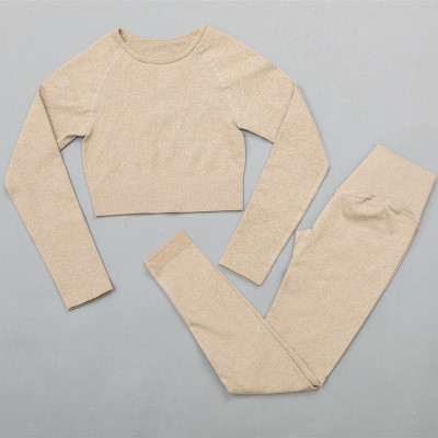 Color: Khaki Long Sleeve Trousers, Size: M - Sexy Gym High Waist Leggings Sports Underwear Shockpro Q119-CJTZ111794714NM