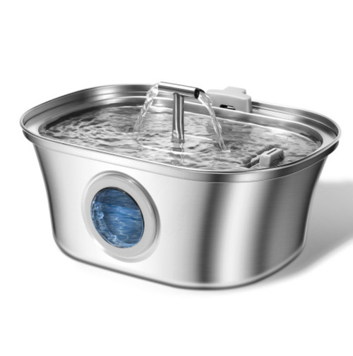 Color: Pirate Ship Window, style: US - All Stainless Steel Pet Water Dispenser Round Runway Type La Q119-CJTS271696125YB