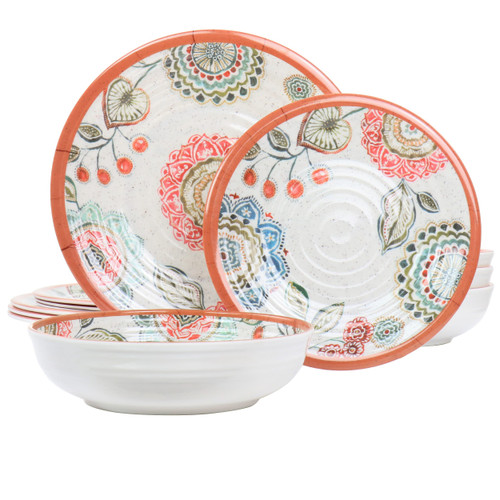 Elama Ester 12 Piece Melamine Dinnerware Set D970-EL-ESTER