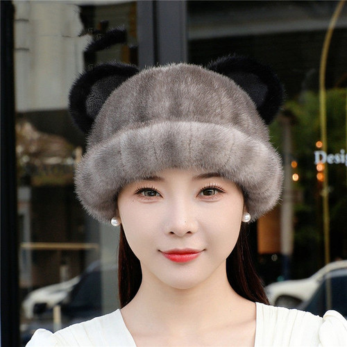 Color: Sweet gray, Size: XL - Sable Hat Female Winter Korean Version Q119-CJMZ269873808HS