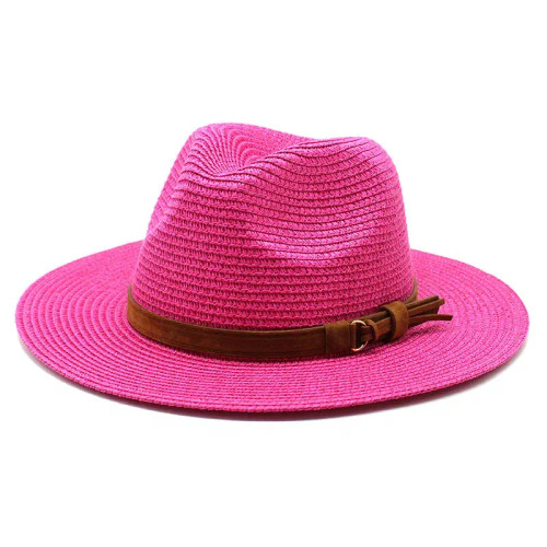 Color: Brown, Size: L - New Big Size 59-60CM Panama Hat Summer Sun Hats for Women Man Outdoor Beach F640-12000031361717928