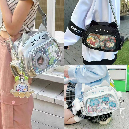 Pu Kawaii Cat Itabag Girl Travel Korean Clear Pocket Shoulder Bag Crossbody Bag Women's Fashion Bac F640-3256806772858983