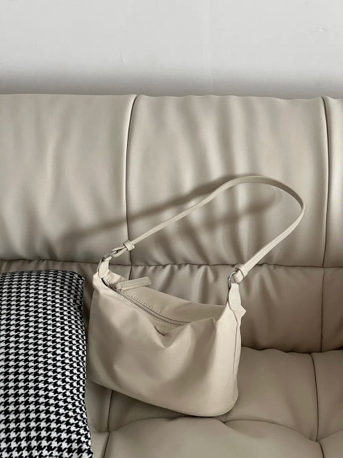 Color: Beige - Homemade Baby Pink Nylon Fabric Underarm Bag Korean New Inner Lightweight Texture Sm F640-12000043416019105