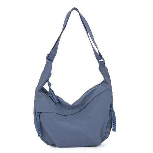 Color: Blue - Trendy Women's Soft Cloth Shoulder Bag Solid Color Student Casual Style Big Handbags  F640-12000048335158139