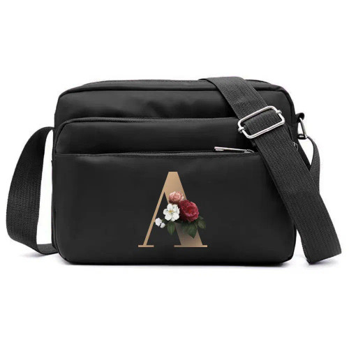 Color: black - New Fashion Multi-layer Travel Leisure Simple Storage Bag Black Gold Letter Series P F640-12000038175142847