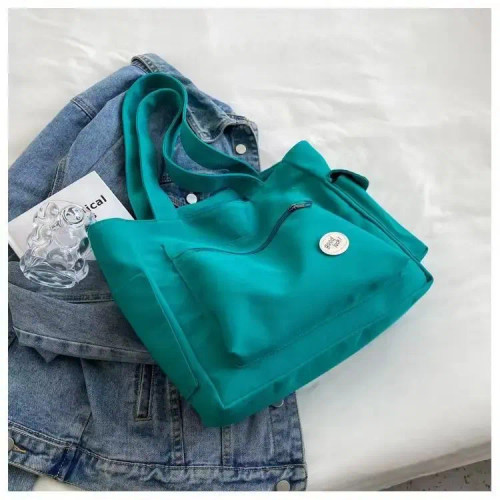 Color: green - Women's Fashion Shoulder Bag Class Large Capacity Student Tote Bag New Canvas Commut F640-12000036666387522