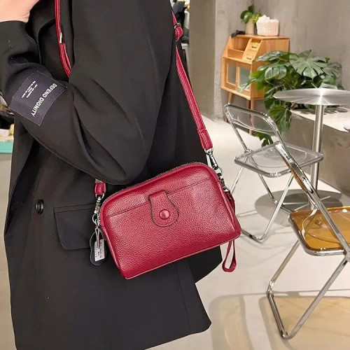 Color: Beige - Women Genuine Leather Shoulder Bag New Casual Female  Small Crossbody Bags For Women F640-12000035580156557