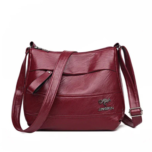 Color: Red - Elegant Leather One Shoulder Handbag Shopping Bag 2024 New Women's Fashion Handbag She F640-12000042175689184