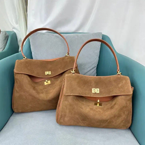 Color: Blue, Size: M - Luxury Design Women Tote Bag Suede Shoulder Bag High Quality Fashion Brown L F640-12000042179120505