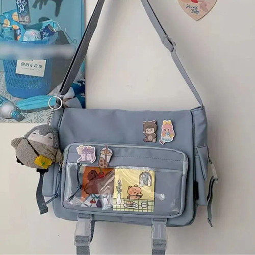 Color: Blue - Japanese Style Kawaii Itabag for Dolls Large Handbags New Nylon School Bags for Teena F640-12000042861307607