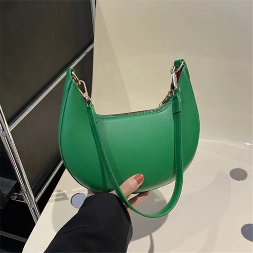 Color: green - New Fashionable High-end Moon-shaped Baseball Bag, Showing Luxury, Women's Single Sh F640-12000046054571597