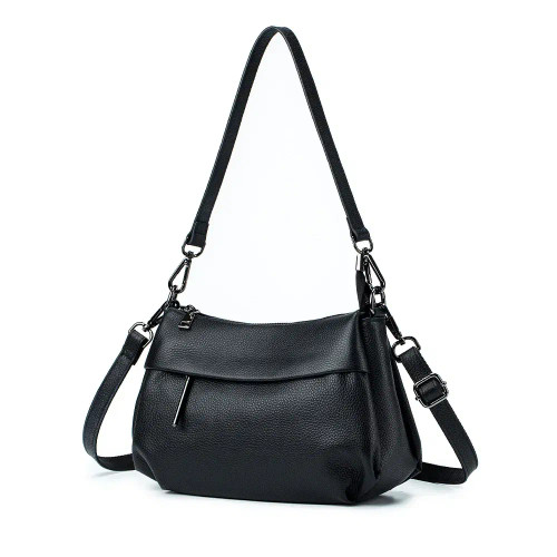 Color: black - High Quality Real Leather Handbag Ladies' Genuine Leather Shoulder Bags Women's Casu F640-12000037636173037