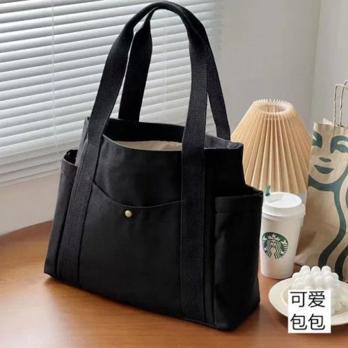 Color: Red, Size: M - Large Capacity Canvas Solid Letter Tote Bag Versatile Handbag for Commuter Wo F640-12000035918109908
