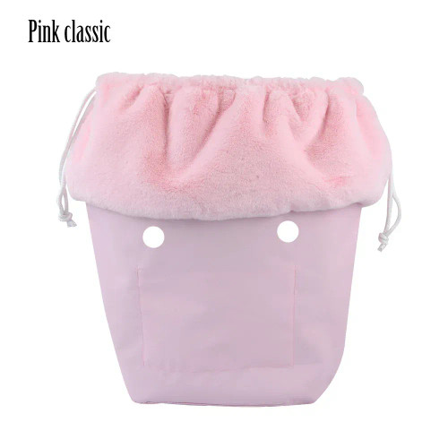 Color: Blue - 2025 Winter O Bag Large Capacity Classic Mini Plush Fur Furry Organizer Top Drawstrin F640-12000039445396120