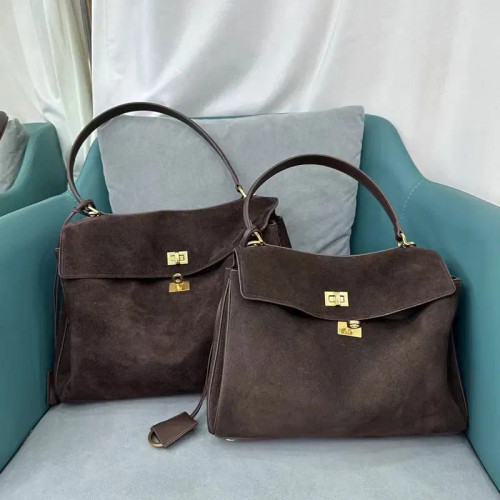 Color: black, Size: M - Luxury Design Women Tote Bag Suede Shoulder Bag High Quality Fashion Brown  F640-12000042179120503