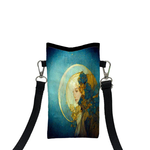 Color: Clear, Size: Extra Large - Alphonse Mucha Crossbody BagPrint Phone Wallet with Adjustable Sh F640-12000049148597734
