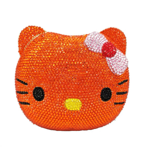 Color: GRAY - Luxury Navy Blue Crystal Animal Evening Bags Cat Designer Party Purse Ladies Clutch B F640-12000024005036820