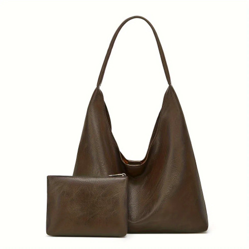 Color: GRAY, Size: L - New Tote bag 100 hand bill of lading shoulder women's bag retro simple large F640-12000039415017263