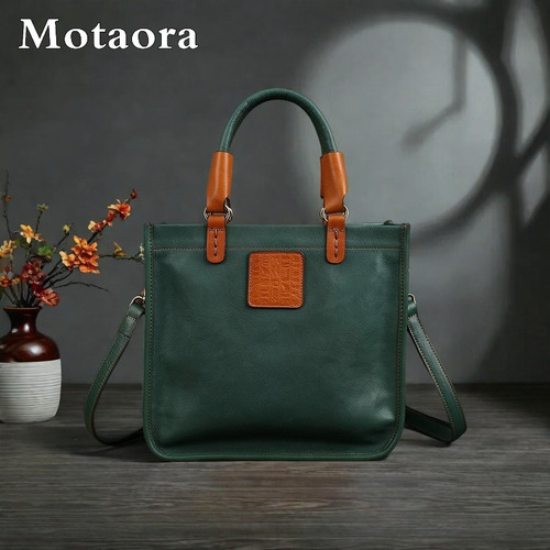 MOTAORA Women Genuine Cowhide Leather Handbag Shoulder Crossbody Bag Top Handle Large Vintage Desig F640-3256809057524784