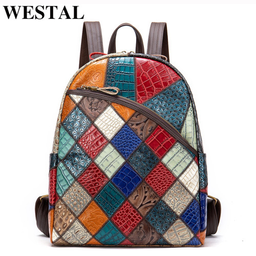 WETSAL 2023 Backpack Female Leather Back packs Bag for Womens Leather Backpacks Women Luxury Colorf F640-3256801899766430