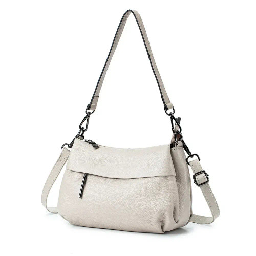 Color: Beige - High Quality Real Leather Handbag Ladies' Genuine Leather Shoulder Bags Women's Casu F640-12000037636173036