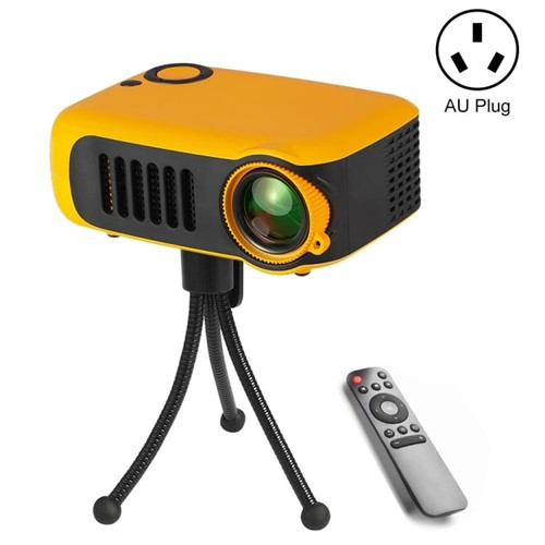A2000 Portable Projector 800 Lumen LCD Home Theater Video Projector, Support 1080P, AU Plug (Yellow) A146-DMP0150Y