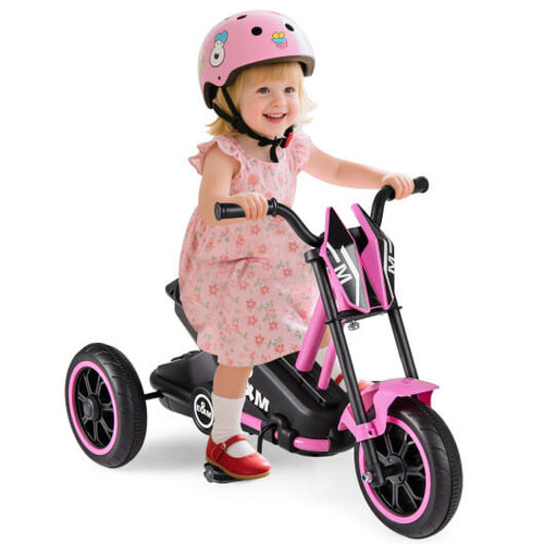 Kids Tricycle 3-Wheel Toddler Bike with Foot Pedals Forward Backward-Pink - Color: Pink D681-TQ10190PI