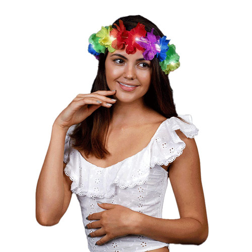 Light Up Flashing Rainbow Flower Crown Stretchy Headband A706-LURHSFCC