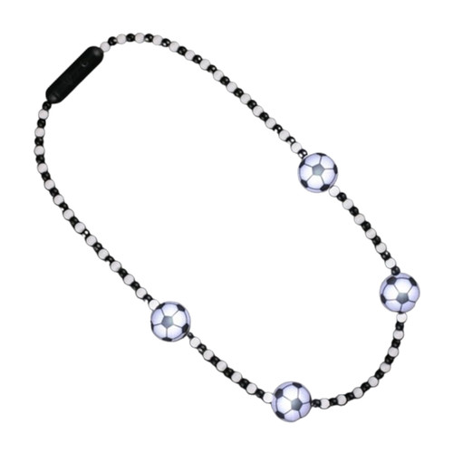 LED Soccer Balls Beaded Necklace A706-LSBBNB-WT