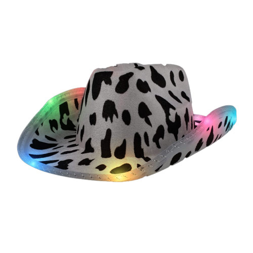 Light Up Cow Print Cowboy Hat A706-LUCPCH-MLT