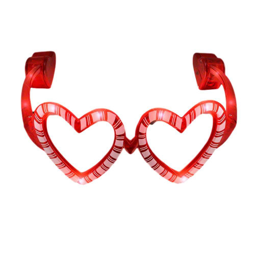 Light Up Jolly Hearts Shaped Candy Cane Christmas Valentines Sunglasses Red A706-LUJHSCCS-RD