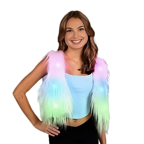 Light Up Faux Fur Go Go Multicolor Vest Small A706-LUFFGWMLT-SM